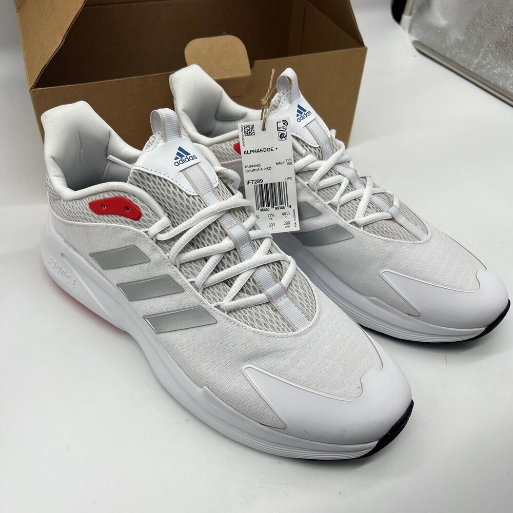 Adidas Alphaedge Running Shoes MENS 12 White Lace Up Sneakers IF7289 2023 NEW